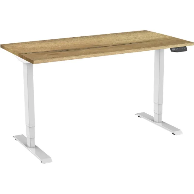 Game Hero Marvel Bureau Elektrisch Verstelbaar 2 Motorig - Wit Frame - Natuur Eiken Blad - 160 x 80 cm