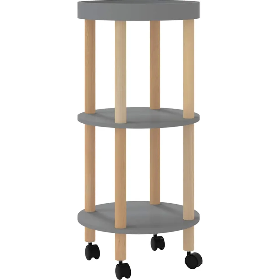 vidaXL Trolley 38x38x82cm bewerkt hout en massief grenenhout grijs, foto 3