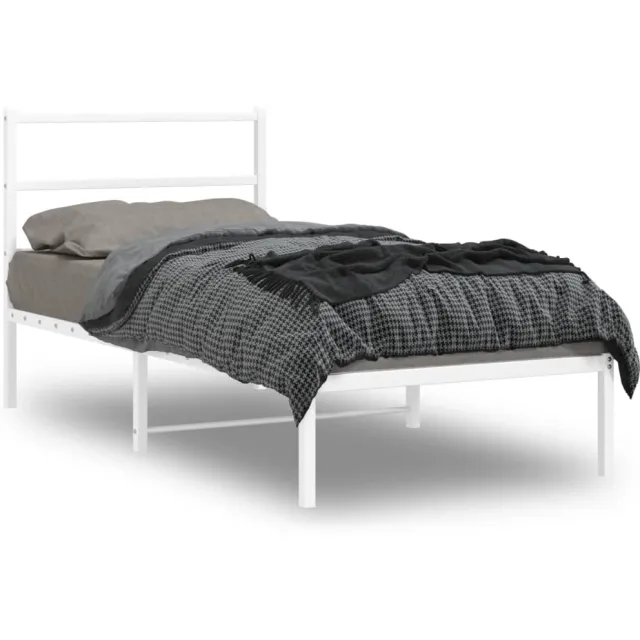 vidaXL Bedframe met hoofdbord metaal wit 90x190 cm
