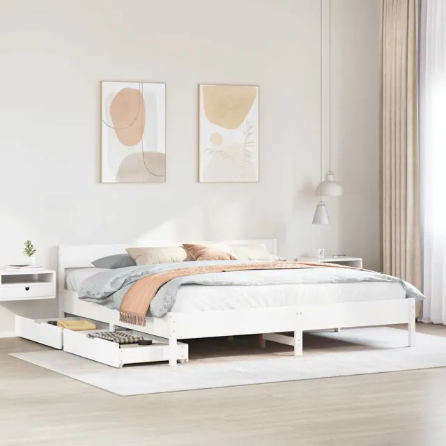 vidaXL Bedframe zonder matras massief grenenhout wit 200x200 cm