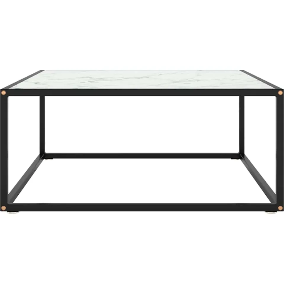 vidaXL Salontafel met wit marmerglas 80x80x35 cm zwart