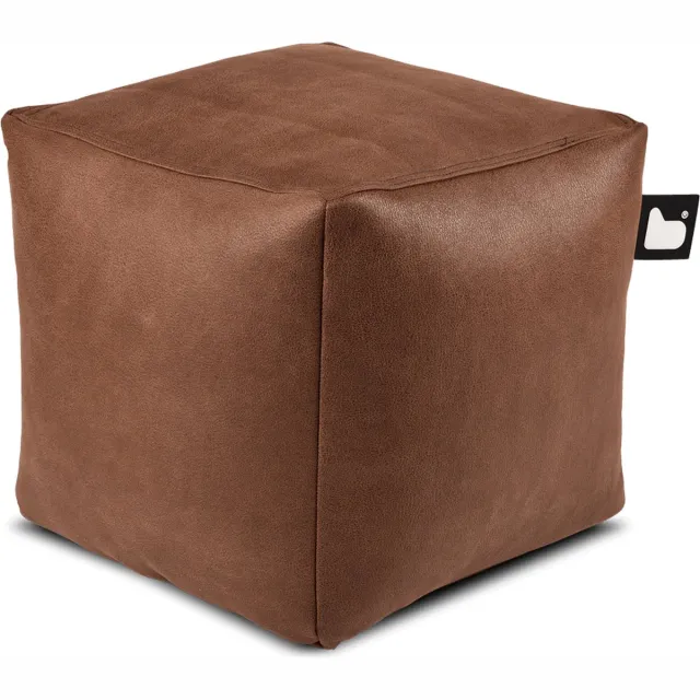 Extreme Lounging b-box luxury - vierkante poef - voor binnen - comfortabele leatherlook - 40x40cm - Chestnut Bruin