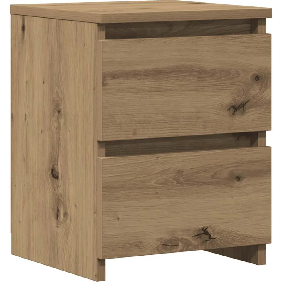 vidaXL Nachtkastje 30x30x40 cm bewerkt hout artisanaal eikenkleurig, foto 3