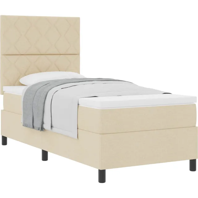 vidaXL Boxspringbed met hoofdeinde Crème 100 x 200 cm Stof