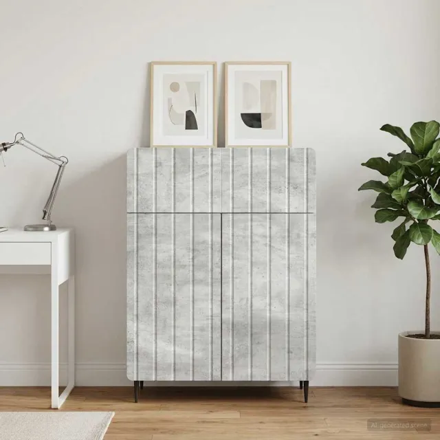 vidaXL Dressoir Betongrijs 66 x 34,5 x 92 cm Bewerkt hout grijs, foto 2