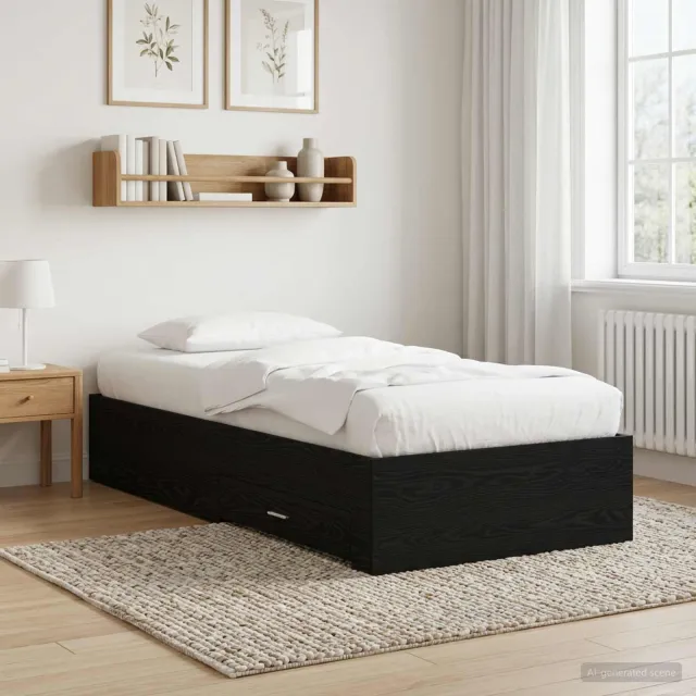 vidaXL Bedframe met lade met opslag Zwart eiken Bewerkt hout