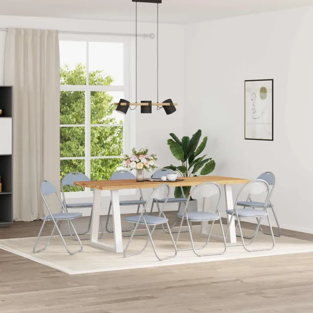 vidaXL Inklapbare stoel 8 st Nep Leer Grijs 48 x 43,5 x 81 cm