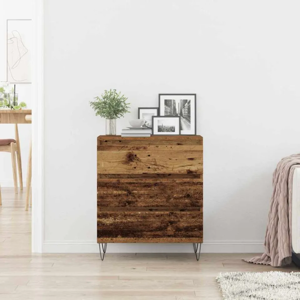 vidaXL Dressoir Oudhout 60 x 35 x 70 cm Bewerkt hout bruin, foto 4