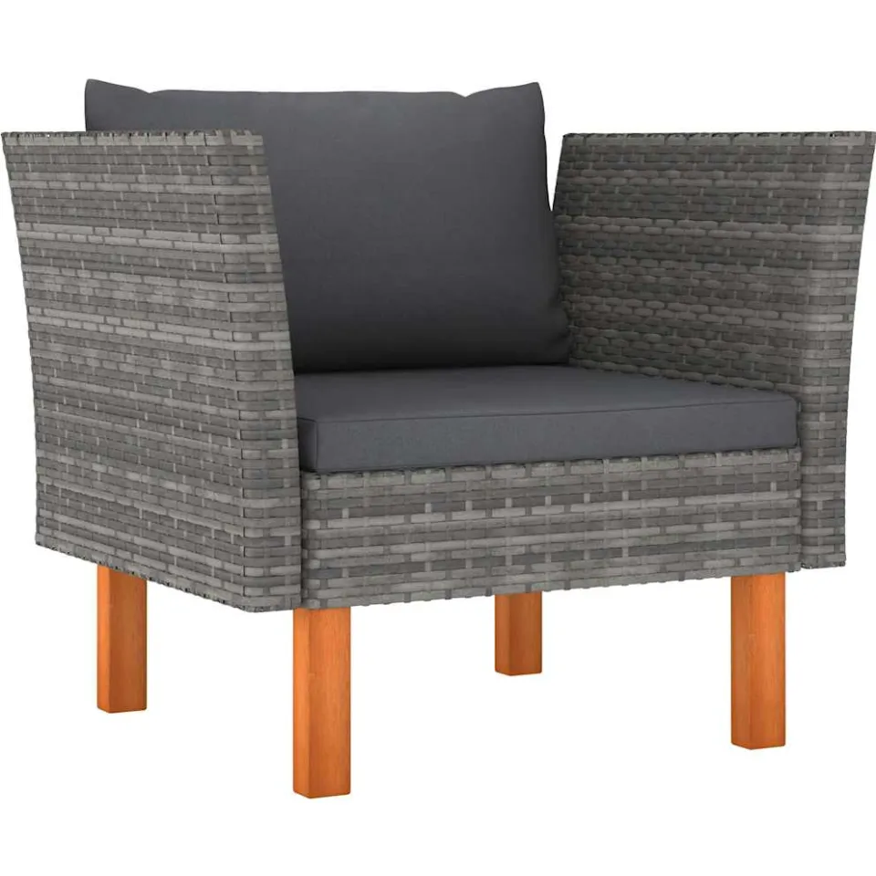 vidaXL 7-delige Loungeset poly rattan en eucalyptushout grijs, foto 4
