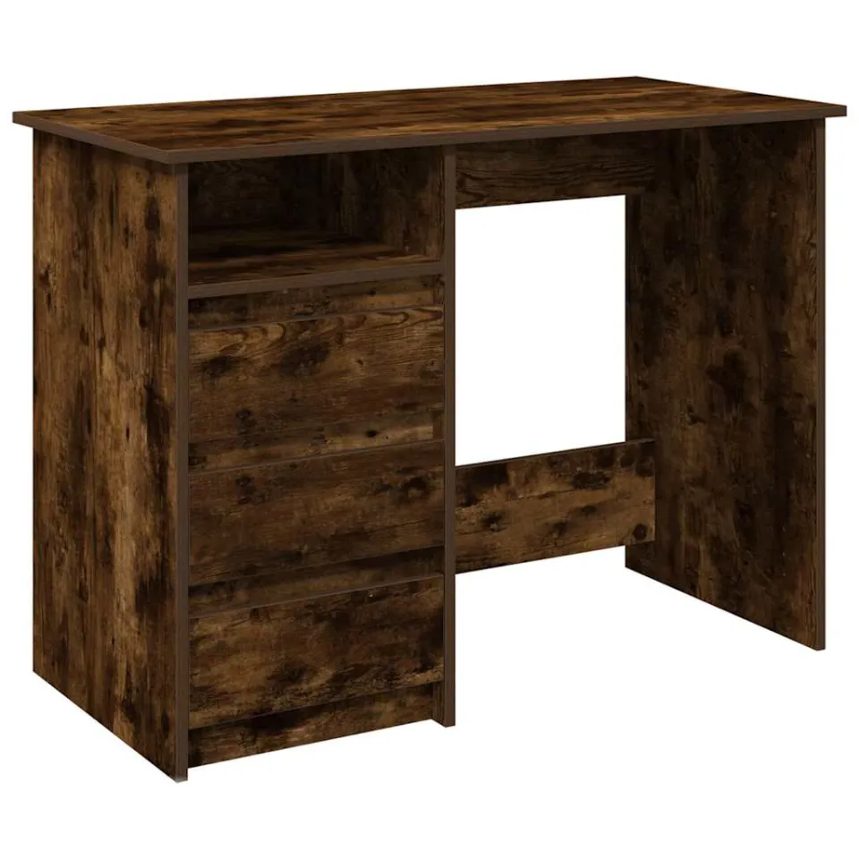 vidaXL Bureau 102x50x75 cm bewerkt hout gerookt eikenkleurig, foto 3