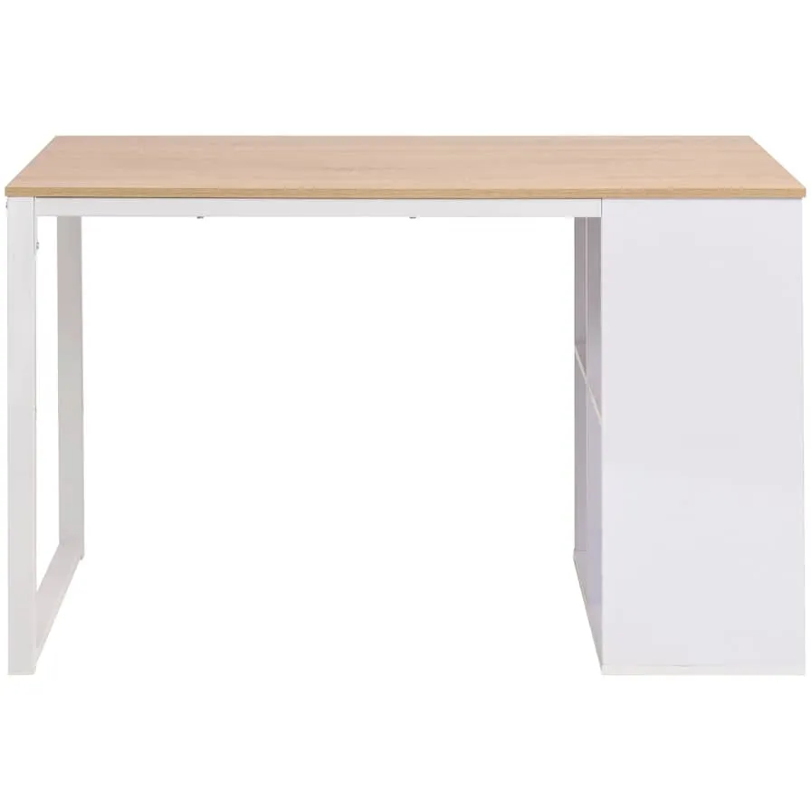 vidaXL Schrijftafel 120x60x75 cm eikenkleur en wit, foto 2