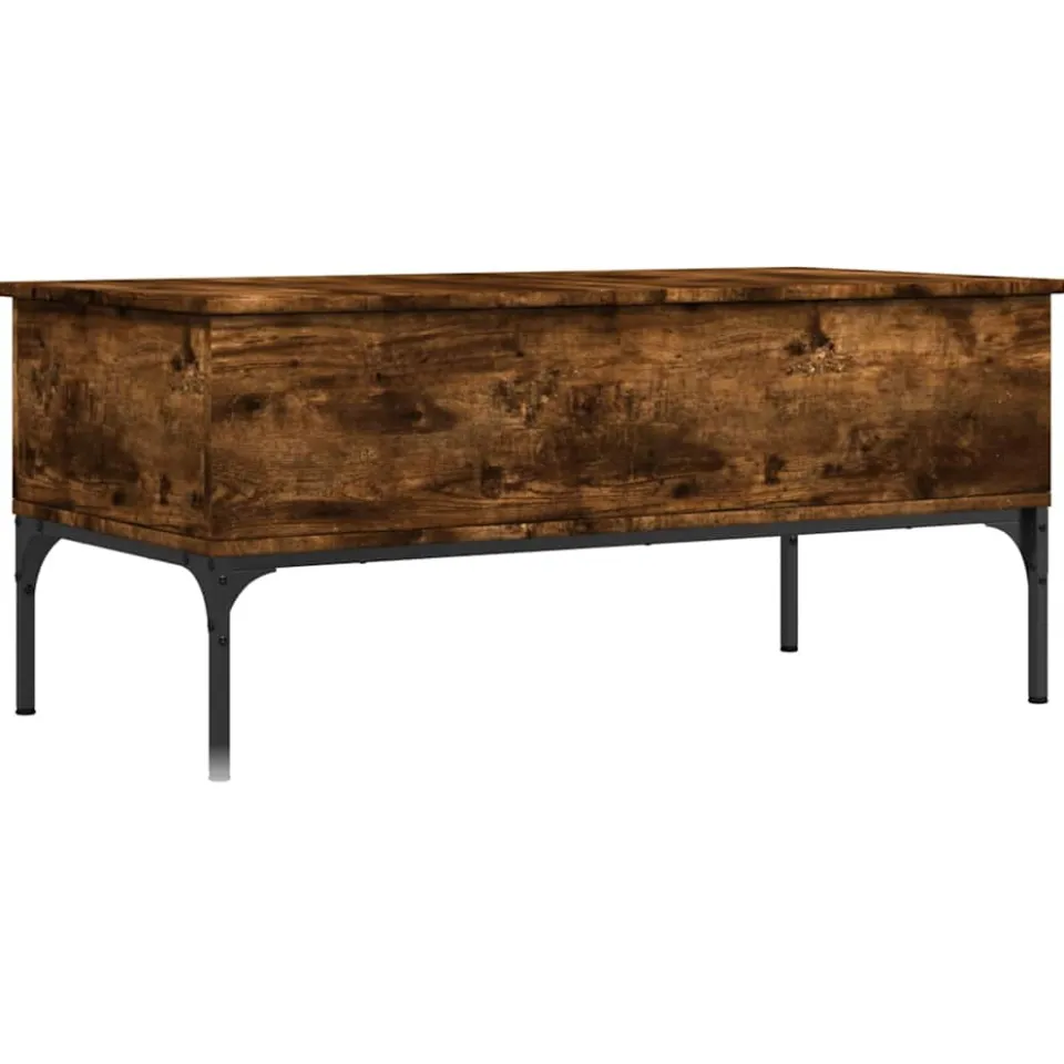 vidaXL Salontafel 100x50x45 cm bewerkt hout en metaal gerookt eiken Bruin