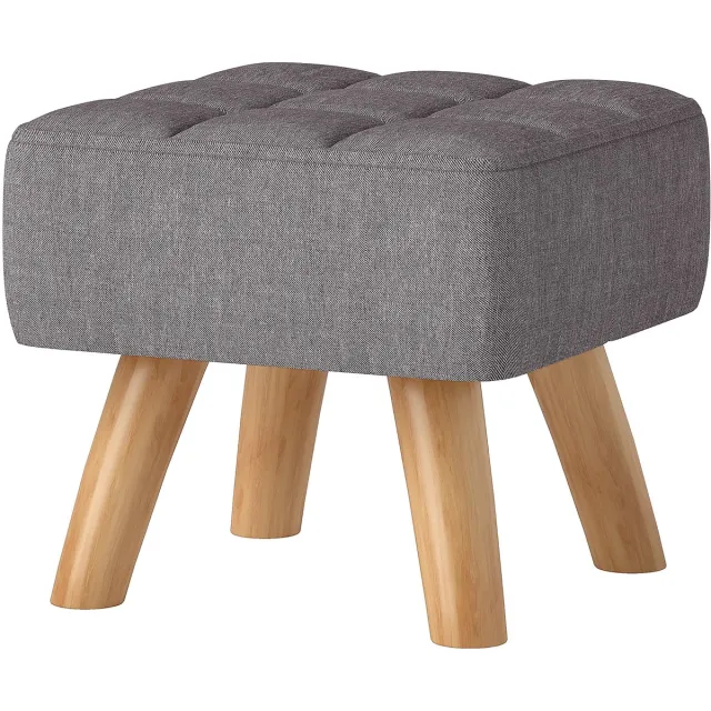 Sello! kruk – zitkruk – voetensteun – voetenbankje – linnenlook – rubberhouten poten – tot 110 kg – 27 × 27 × 26 cm – grijs