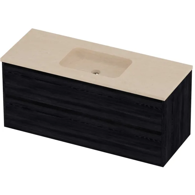 Proline Rollo Badmeubelset Hardsteen Elegant In Kader 120x46x54 cm Sand Stone Black Oak Eiken