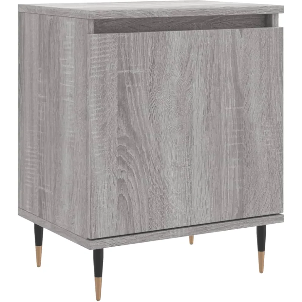 vidaXL Nachtkastje 40x30x50 cm bewerkt hout grijs sonoma eikenkleurig, foto 3