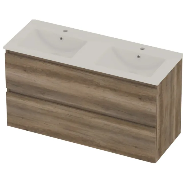 Basic-Line Coach 46 Badmeubelset Porselein 120x46x62 cm C46GWCSO120D2 Scotch Oak Glans Wit