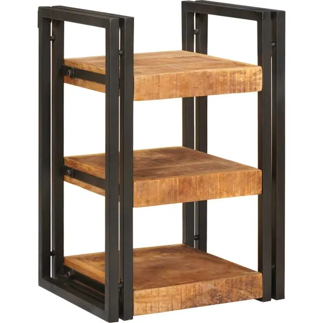 vidaXL Nachtkastje Bruin en zwart 38 x 33 x 58 cm Massief Mango Hout