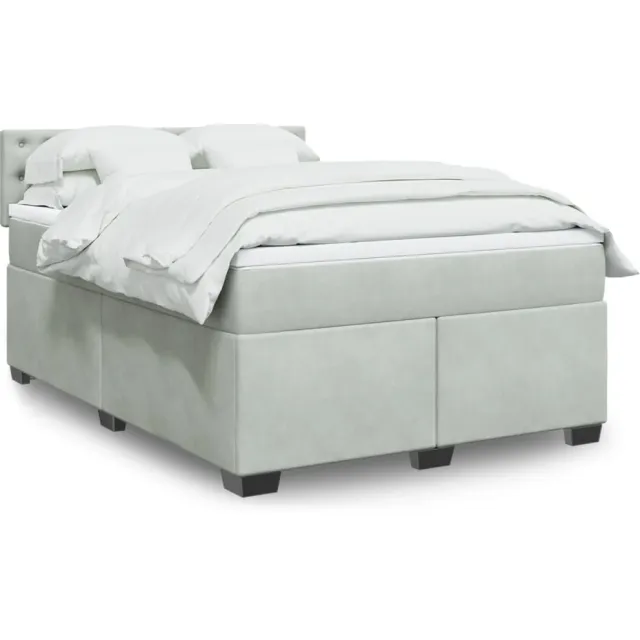 vidaXL Boxspring met matras fluweel lichtgrijs 140x190 cm grijs