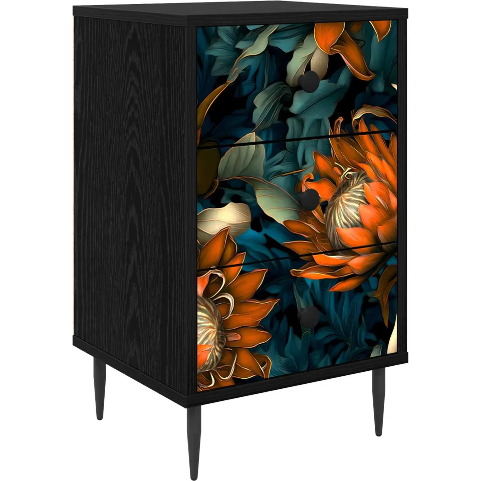 vidaXL Nachtkastje LOCHEM Zwart eiken 36 x 33 x 61 cm Bewerkt hout, foto 3