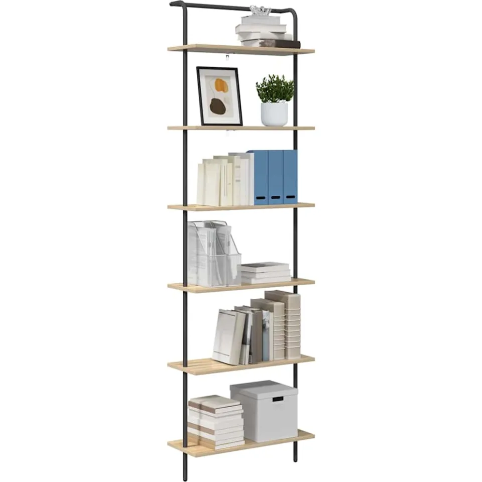 vidaXL Boekenkast 6-laags 60 x 24 x 203 cm Bewerkt hout Sonoma Eiken Bruin