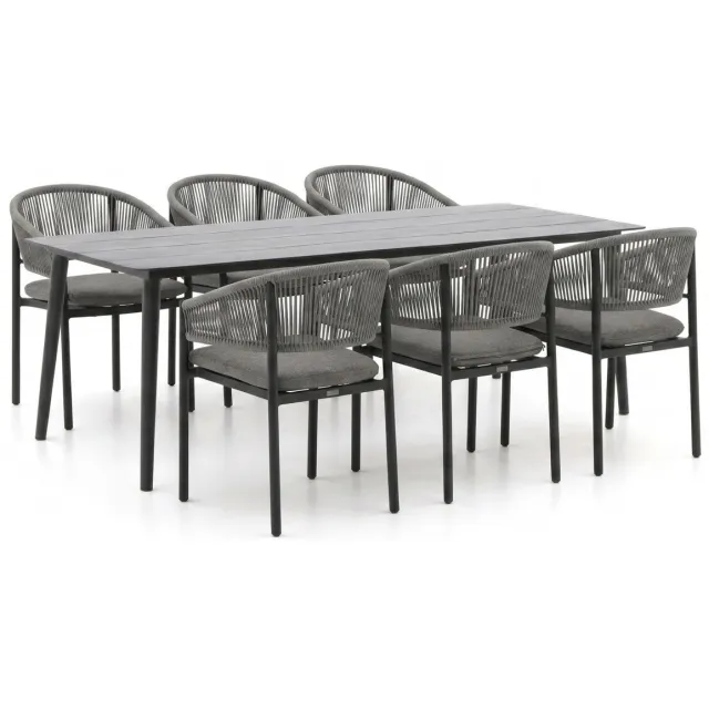 Bellagio tuinmeubelen Bellagio Panaro/Sora 220cm dining tuinset 7-delig stapelbaar grijs, foto 2