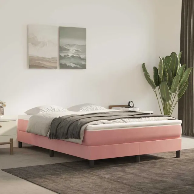 vidaXL Pocketveringmatras medium 140x220x20 cm fluweel roze
