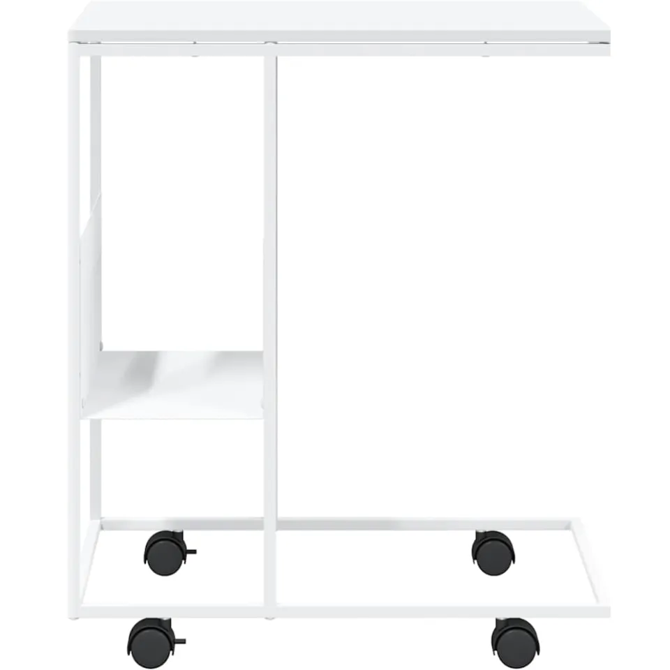 vidaXL Bijzettafel met wieltjes 55x36x63,5 cm bewerkt hout wit, foto 4
