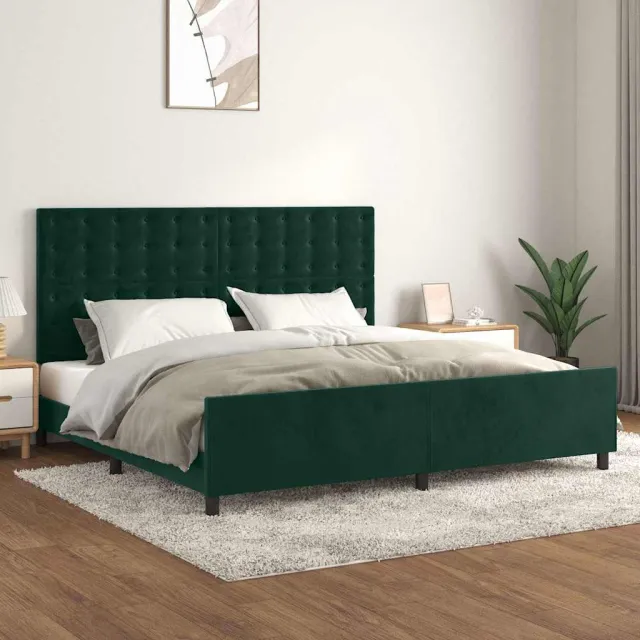 vidaXL Bedframe zonder matras 200x200 cm fluweel donkergroen