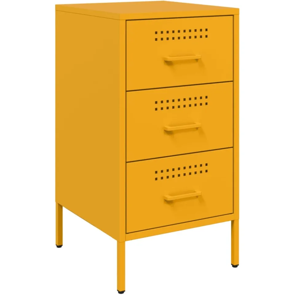 vidaXL Nachtkastjes 2 st 36x39x68 cm staal mosterdgeel