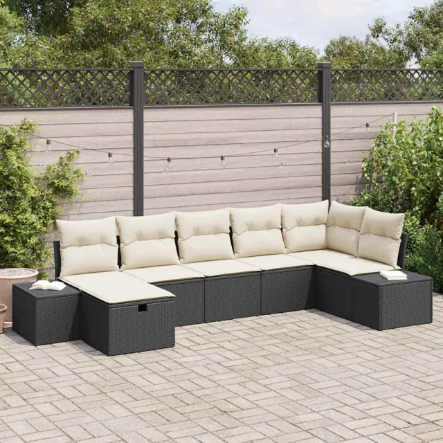 vidaXL Tuin Sofa Set 7 st Zwart poly rattan, foto 2