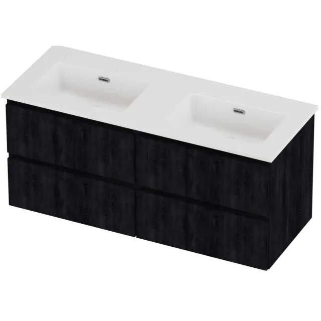 Proline Tribute Badmeubelset Porselein Elegant Dubbel 120x46x54 cm Glans Wit Charcoal Oak Eiken
