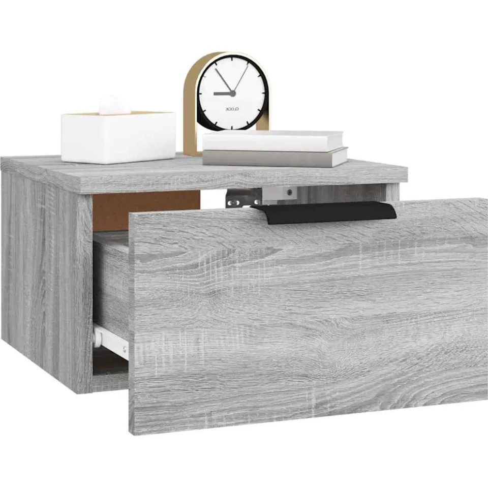 vidaXL Nachtkastjes 2 st wandgemonteerd 34x30x20 cm grijs sonoma eiken, foto 4