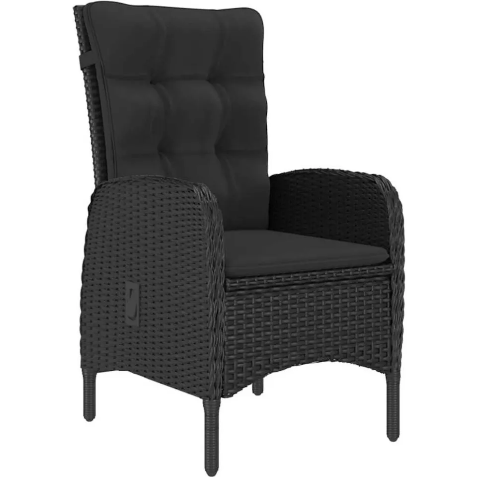 vidaXL 9-delige Tuinset poly rattan en glas zwart