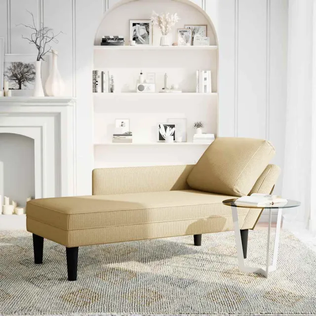 vidaXL Chaise longue met kussen corduroy stof lichtgeel