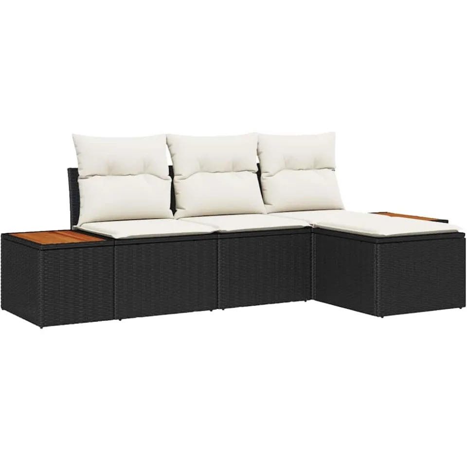 vidaXL Tuin Sofa Set 4 st Zwart poly rattan