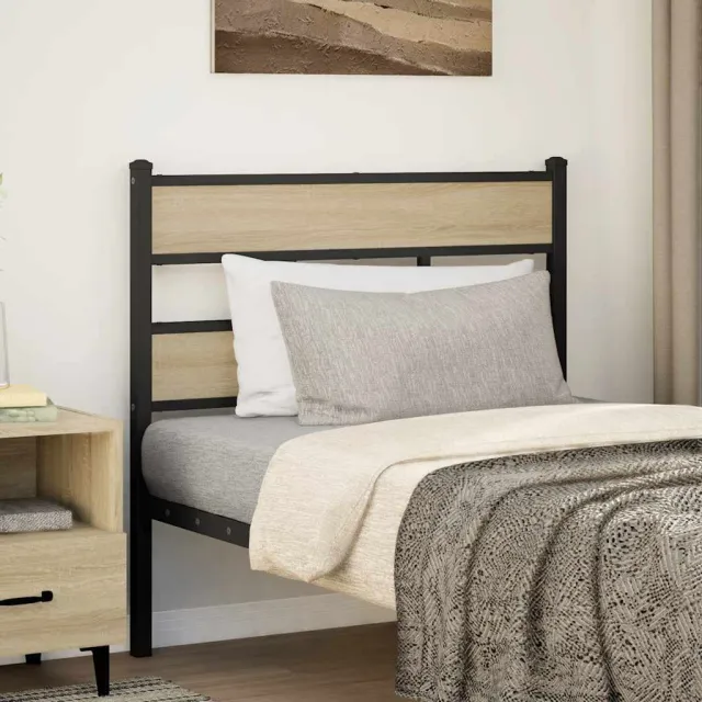 vidaXL Vervangend hoofdbord 107 cm ijzer en sonoma eikenkleurig Bruin