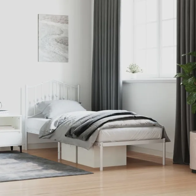 vidaXL Bedframe met hoofdbord metaal wit 90x190 cm