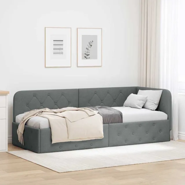 vidaXL Hoekbedframe Donkergrijs 80 x 200 cm Stof
