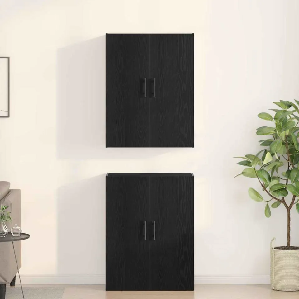 vidaXL Wandkast 2 st Zwart eiken 69,5 x 34 x 90 cm Bewerkt hout, foto 4
