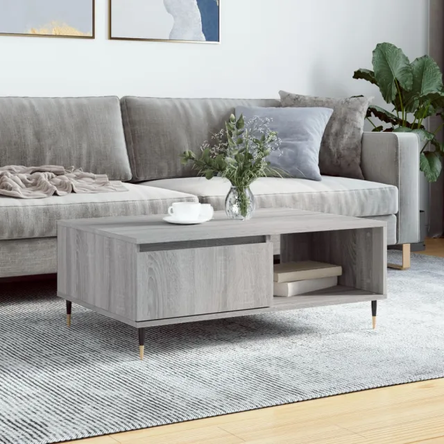 vidaXL Salontafel 90x60x35 cm bewerkt hout grijs sonoma eikenkleurig, foto 2