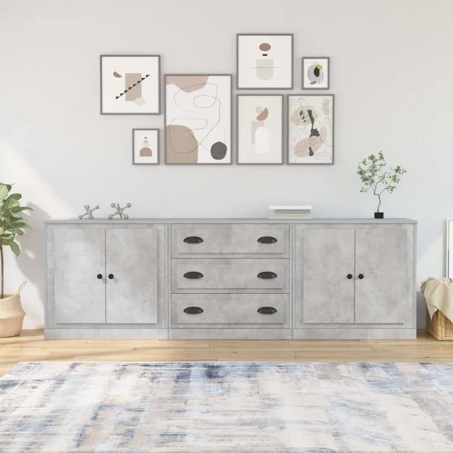 vidaXL Dressoirs 3 st bewerkt hout betongrijs grijs, foto 2