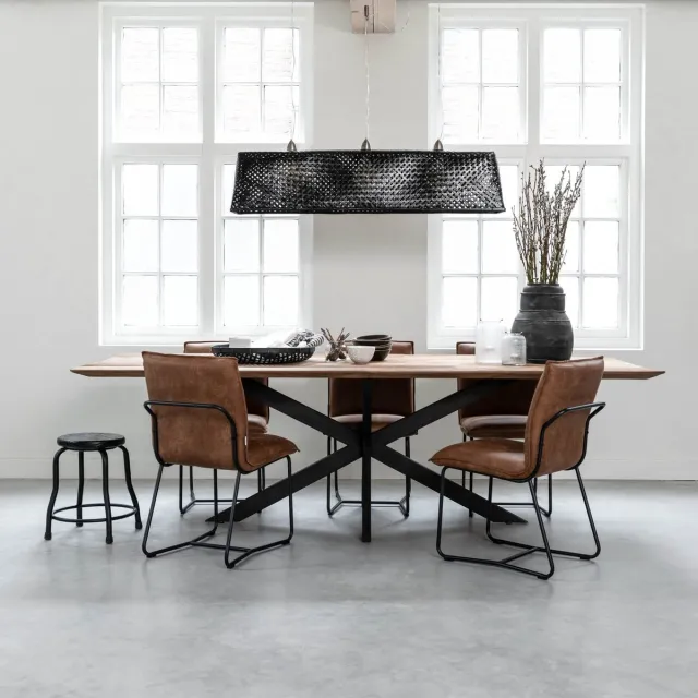 24Designs Curves Tafel - L260 X B100 X H78 - Tafelblad Recycled Teakhout - Zwart Onderstel Bruin