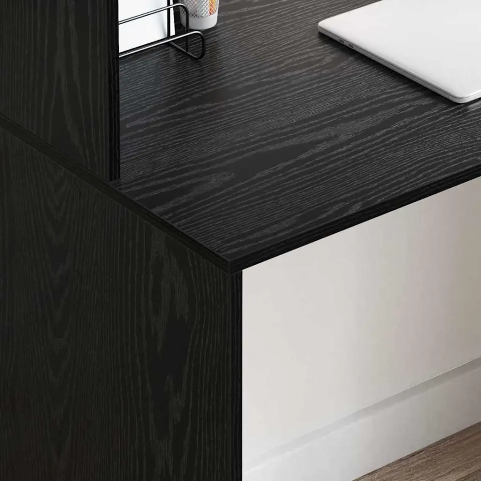 vidaXL Bureau Zwart Eiken 102 x 50 x 124 cm Bewerkt hout, foto 3
