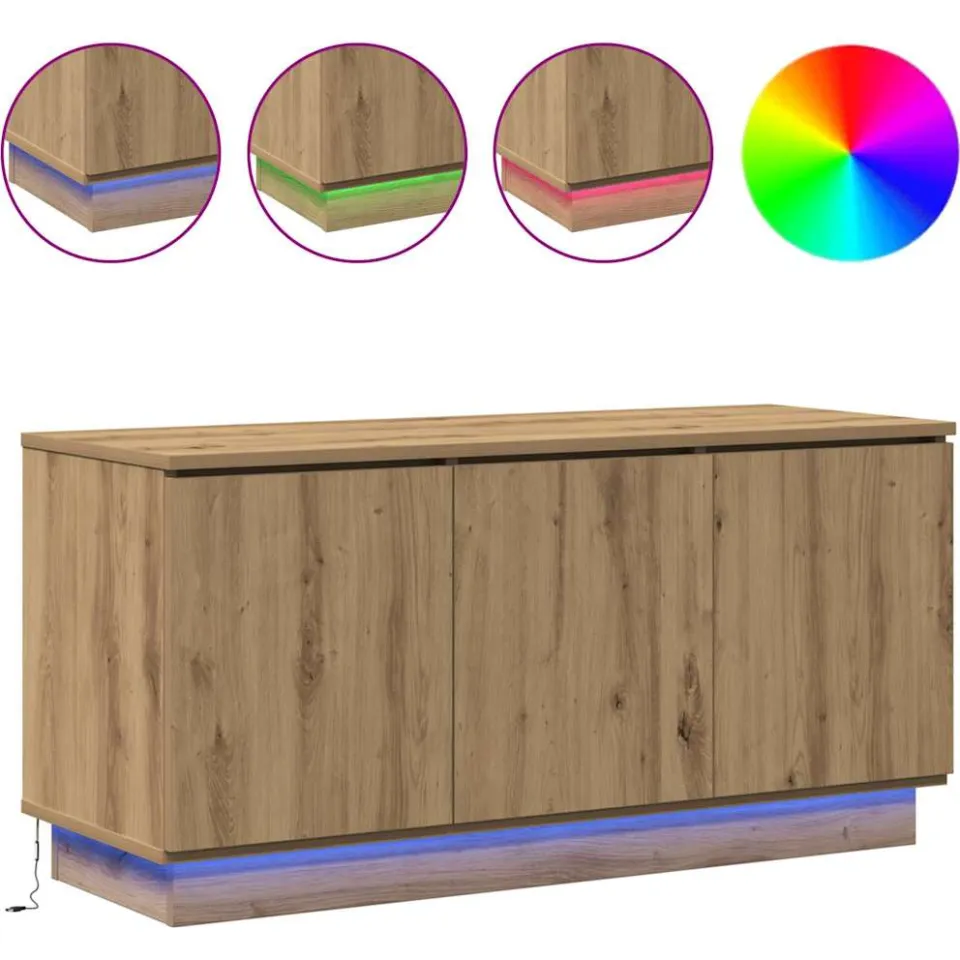 vidaXL TV-kast 100 x 38 x 49 cm Artisan Eiken Bewerkt hout, foto 4