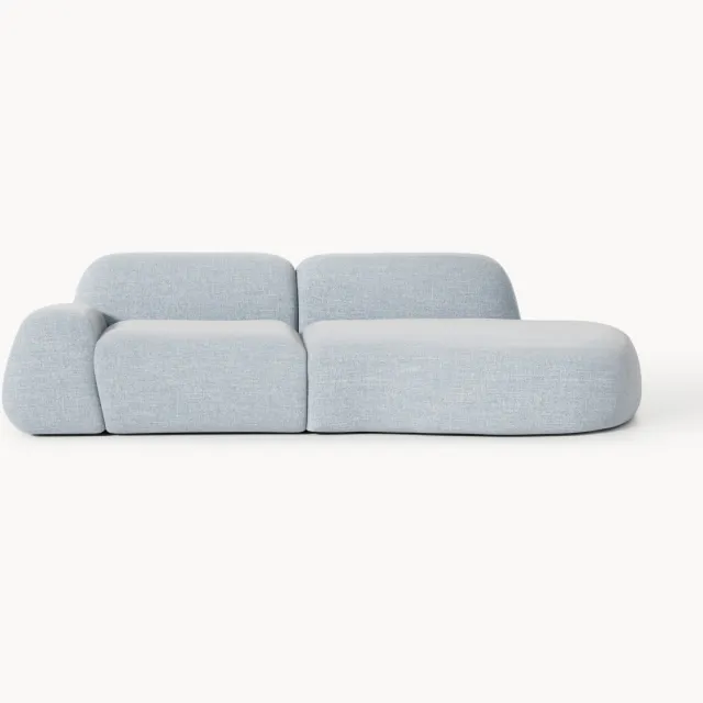 Westwing Collection Modulaire bouclé chaise Wolke (3-zits) Lichtblauw