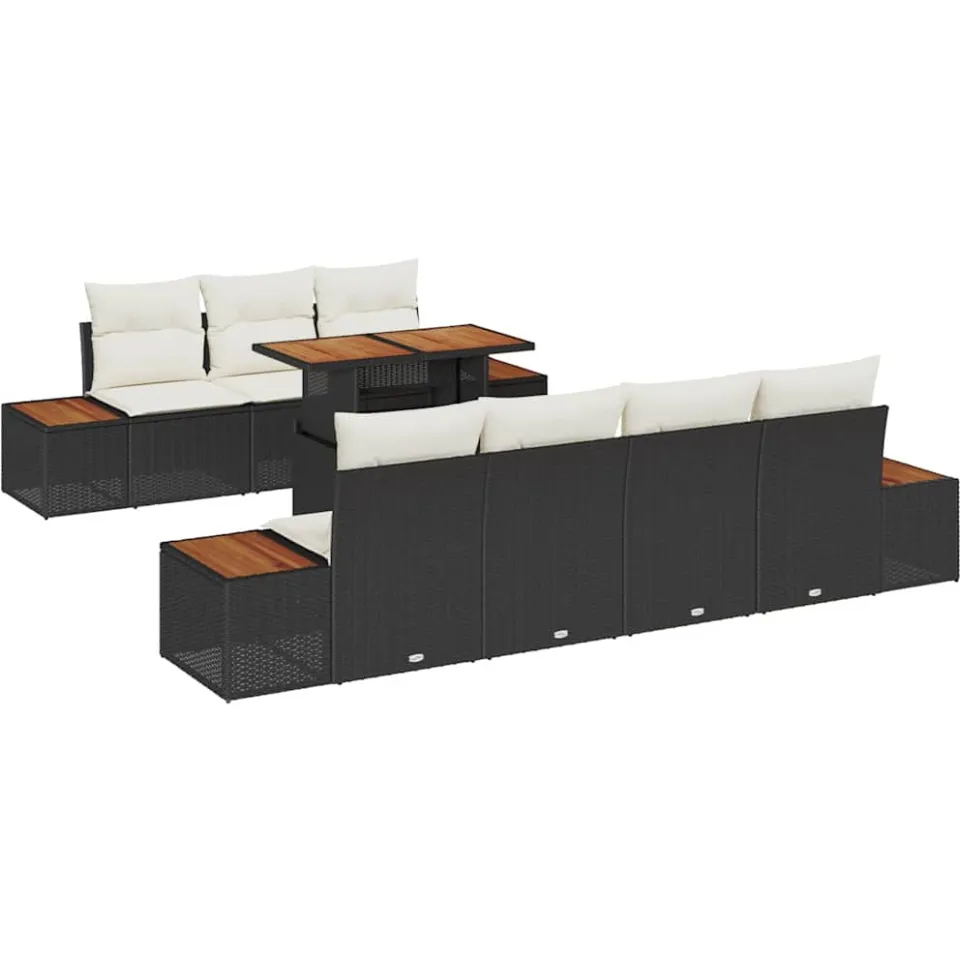vidaXL Tuin Sofa Set 8 st Zwart Poly riet