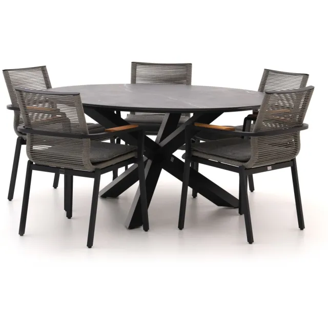 Bellagio tuinmeubelen Bellagio Marudo/Lodola ø 150cm dining tuinset 6-delig stapelbaar zwart, foto 2