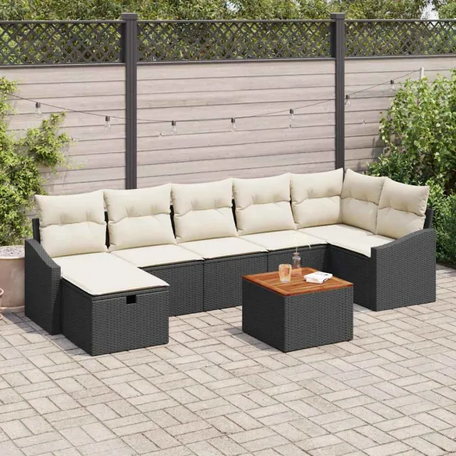 vidaXL Tuinbankenset 8 st Zwart poly rattan