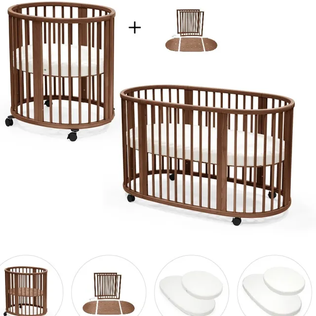 Stokke Sleepi Mini en uitbreidingset warm bruin met matras & hoeslaken