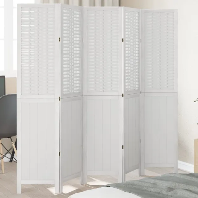 vidaXL Kamerscherm met 5 panelen massief paulowniahout wit, foto 2